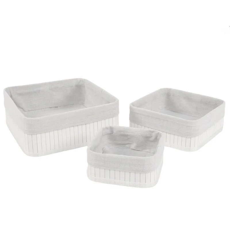 CESTAS CUADRADAS BAMBU BLANCO