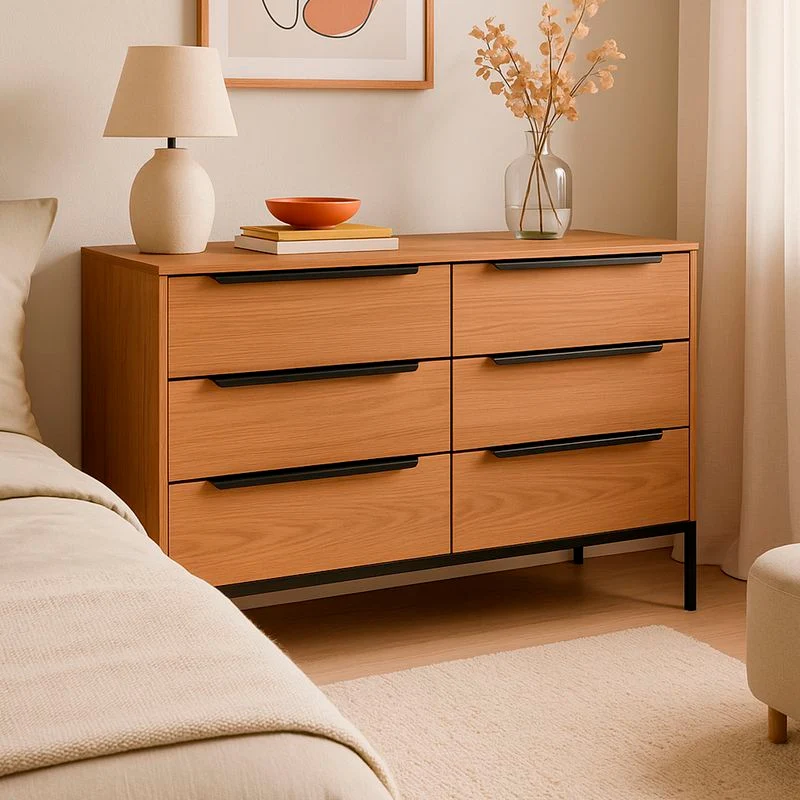COMODA 6 CAJONES COLOR ROBLE SOHO