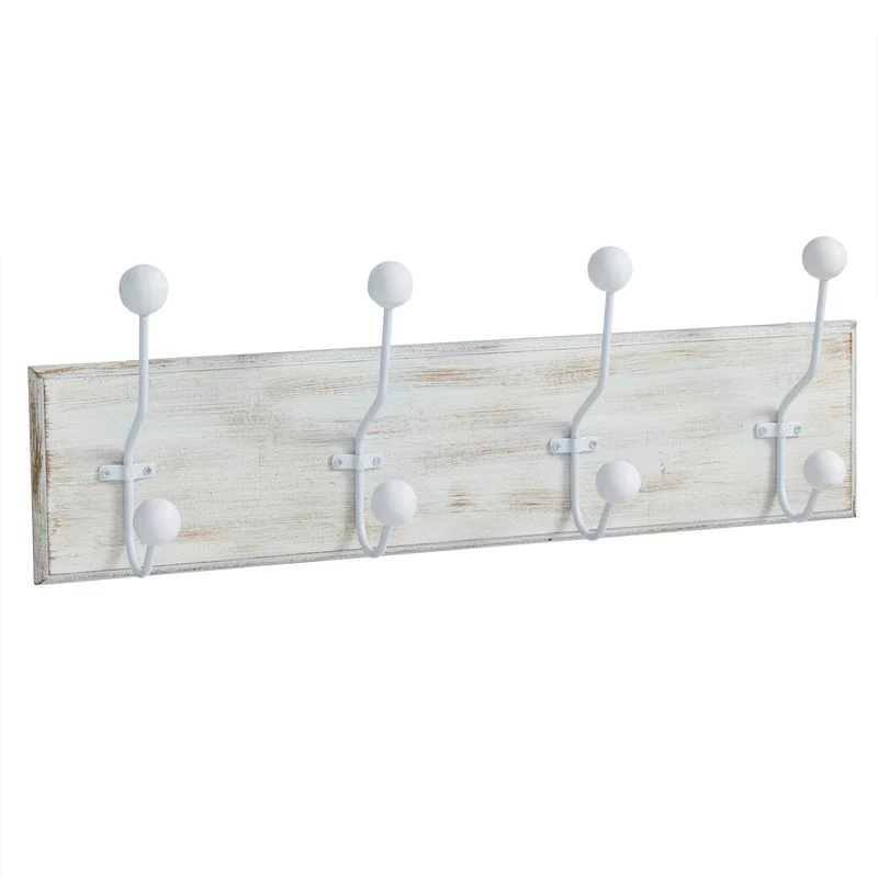 PERCHERO MADERA 4 COLGADORES BLANCO