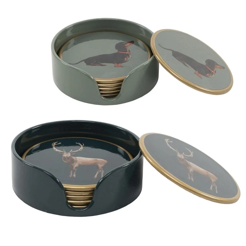 JUEGO DE 6 POSAVASOS CIERVO / TECKEL