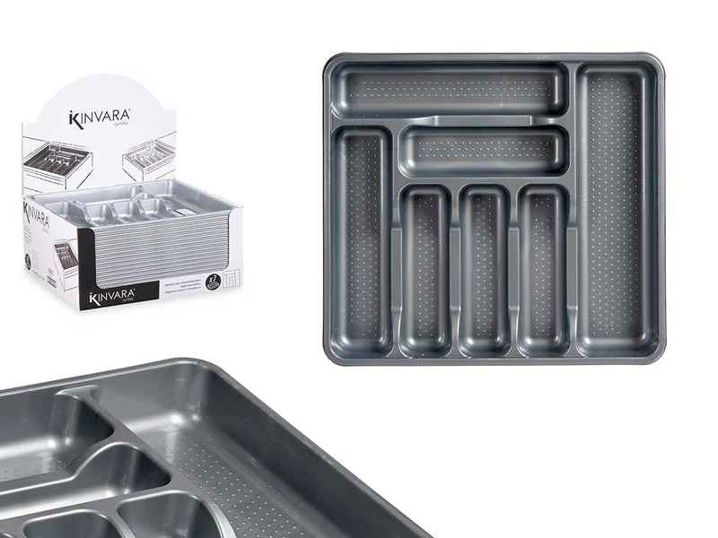 CUBERTERO PLASTICO 7 DEPARTAMENTOS GRIS