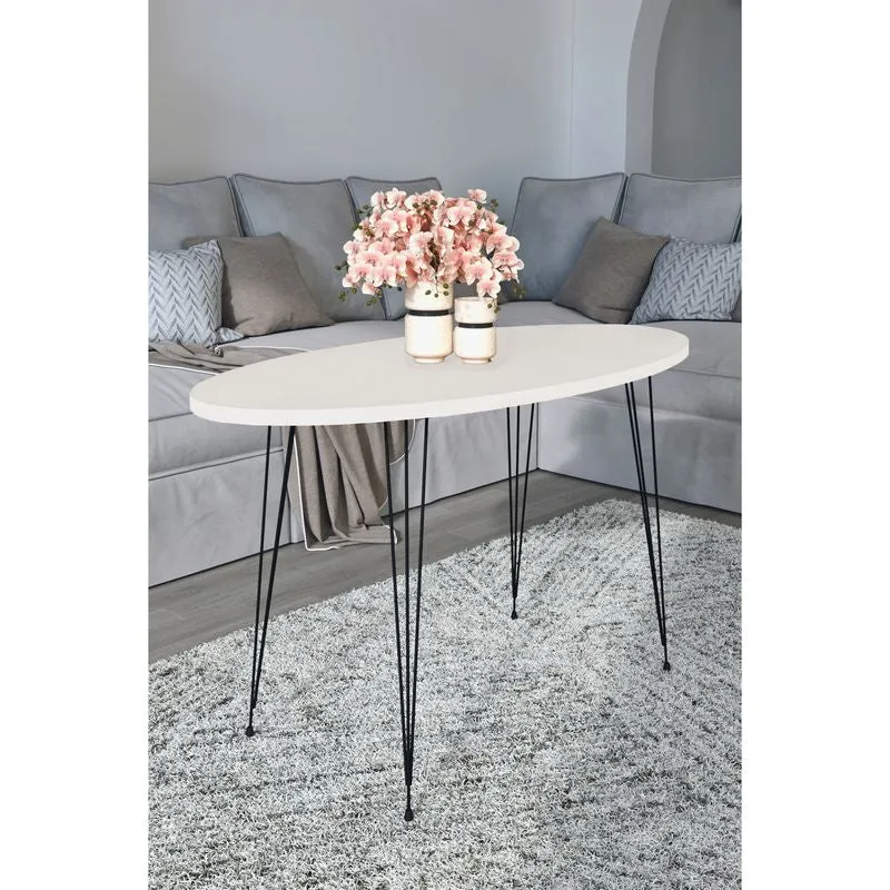 MESA DE CENTRO OVAL BLANCO
