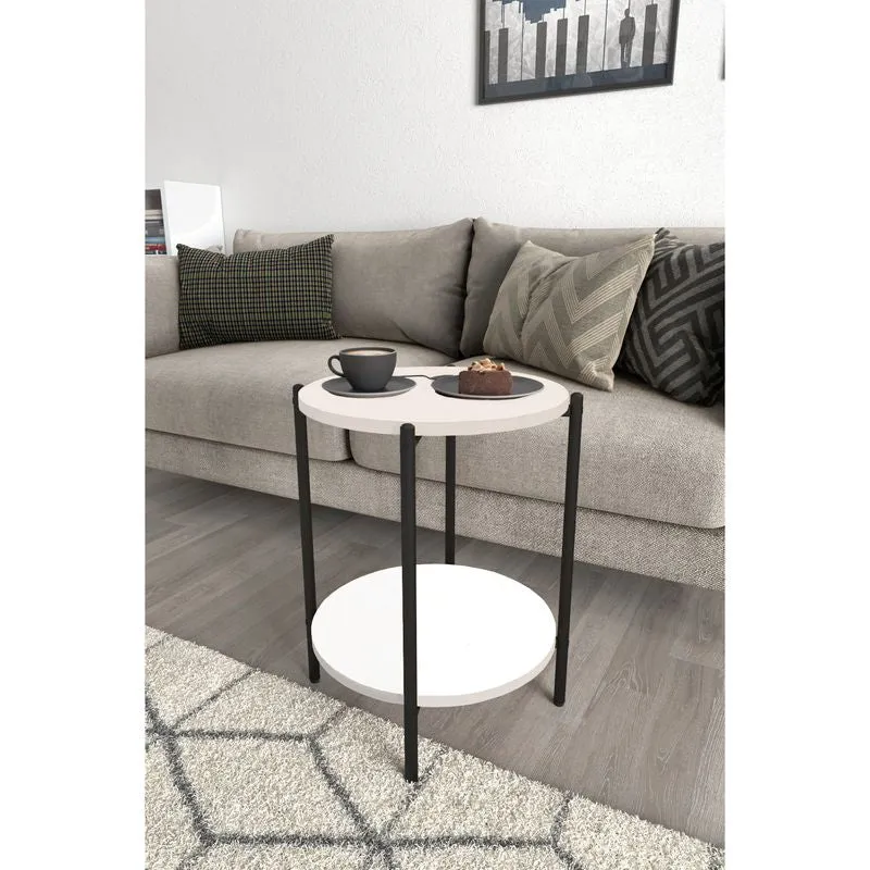 MESA AUXILIAR 2 ESTANTES BLANCO