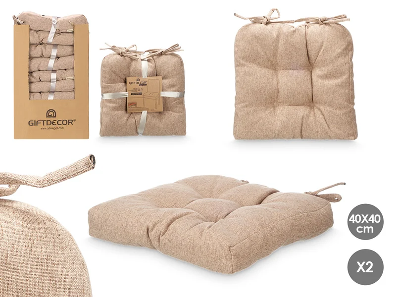 SET 2 COJINES SILLA MARRON 40X40CM