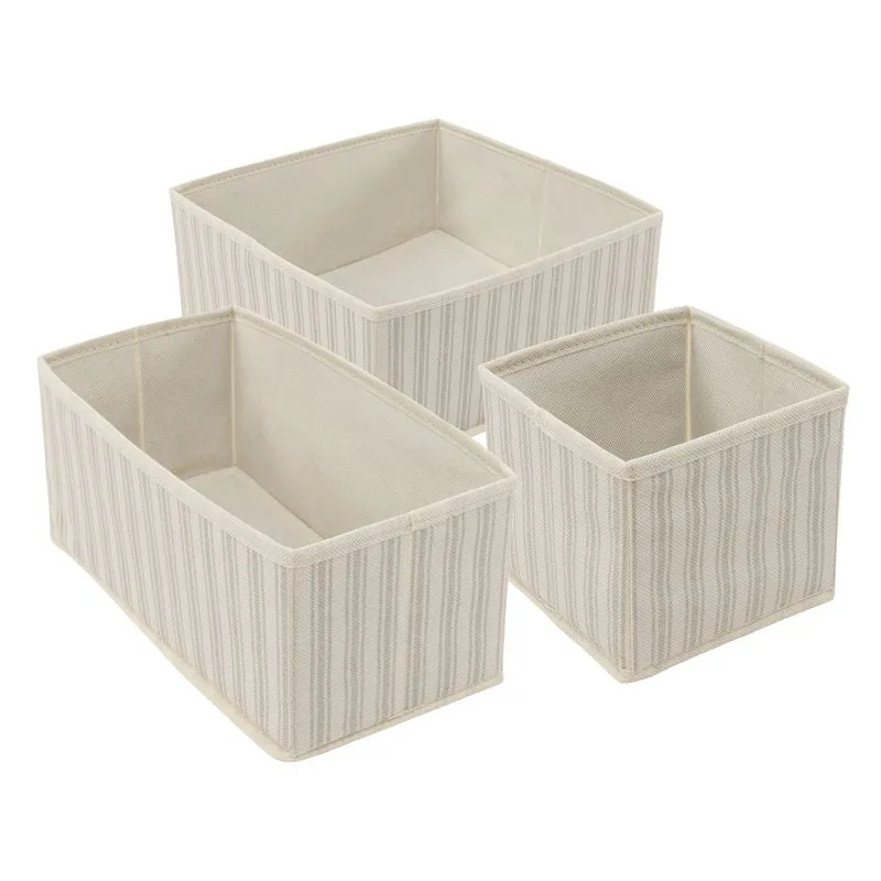 JUEGO DE 3 ORGANIZADORES RAYAS BEIGE
