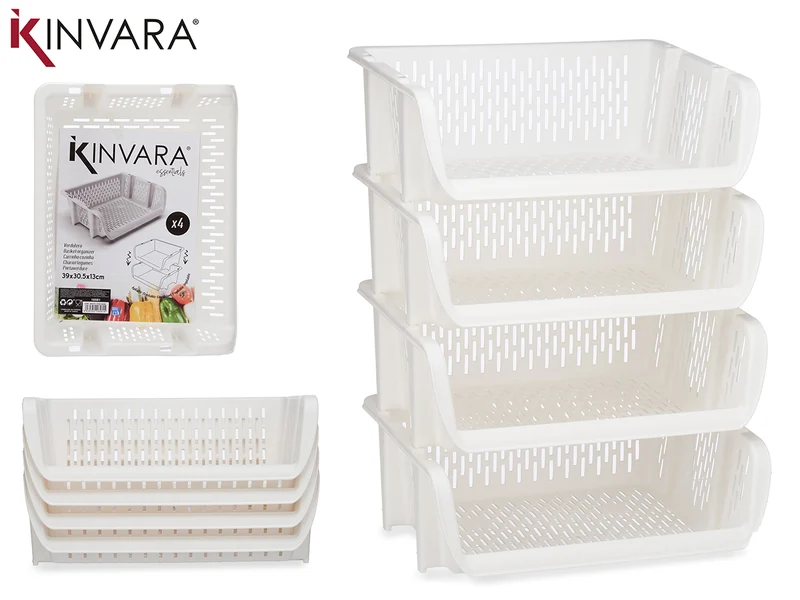 SET 4 VERDULERO APILABLE BLANCO