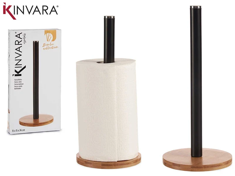 PORTARROLLOS BAMBU METAL NEGRO MATE