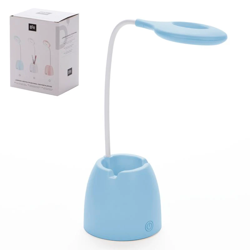 LAMPARA CON PORTALAPICES AZUL