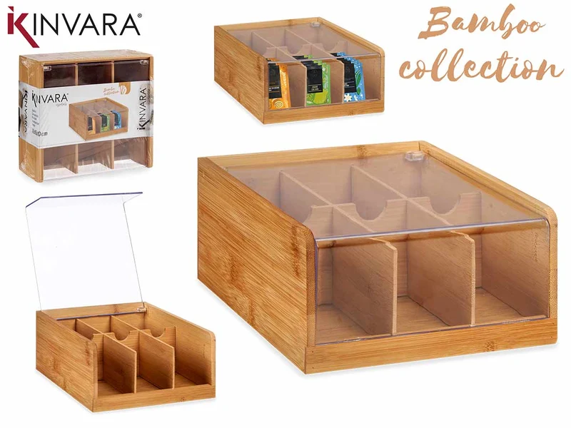 CAJA BAMBU 6 COMPARTIMENTOS 21,7CM