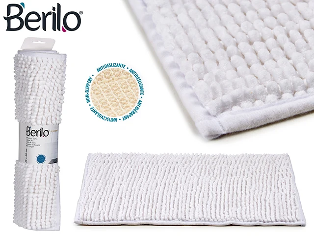 ALFOMBRA ANTIDESLZANT PELO CORTO 40X60CM BLANCO