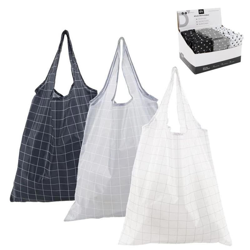 BOLSA COMPRA PLEGABLE CUADROS
