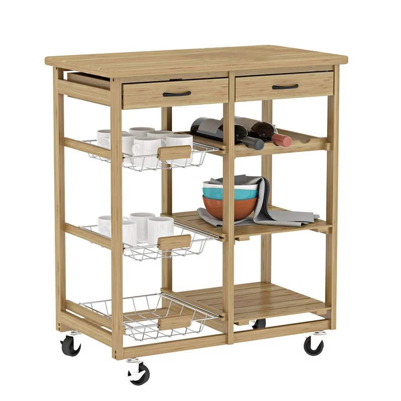 CARRO AUXILIAR COCINA DOBLE BAMBU