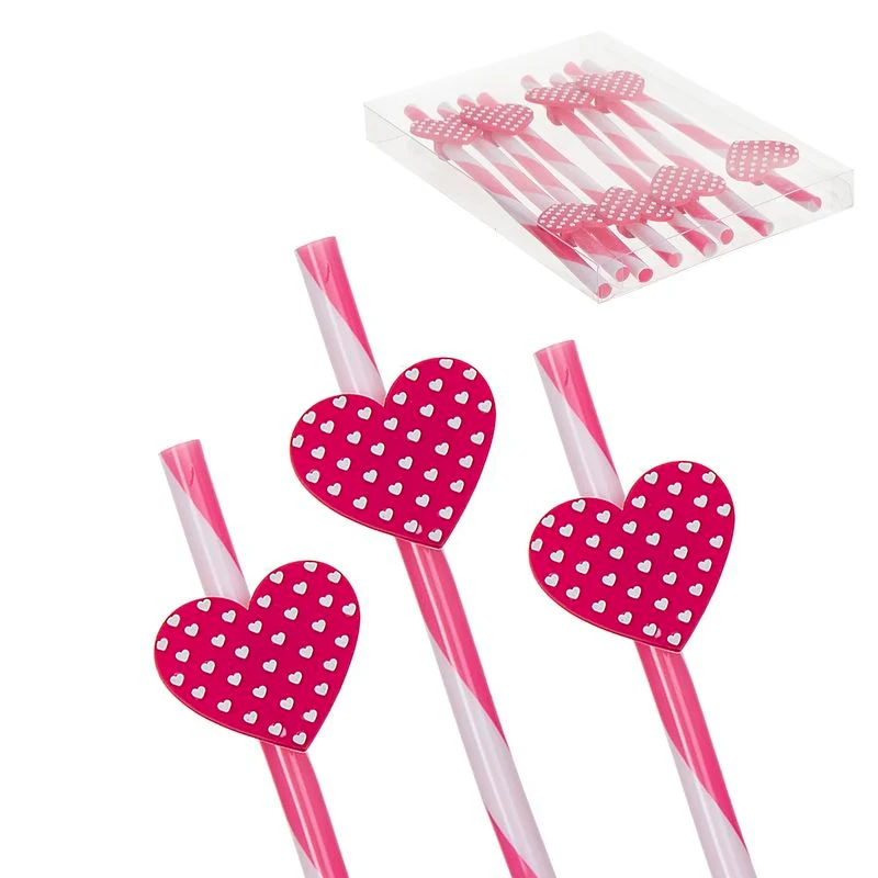 JUEGO DE 8 PAJITAS CORAZONES