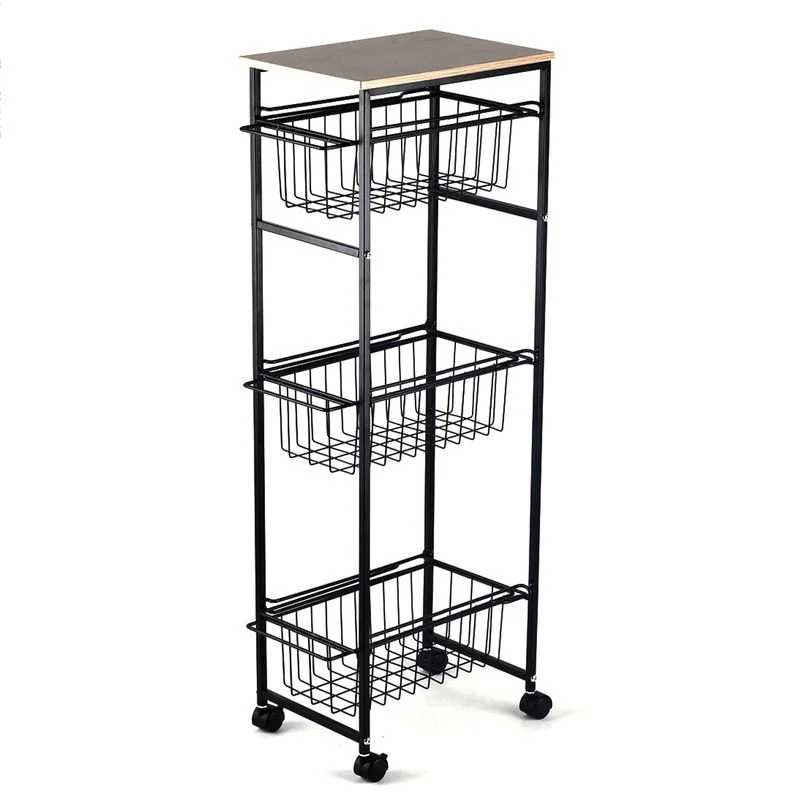 CARRO AUXILIAR METAL MADERA NEGRO