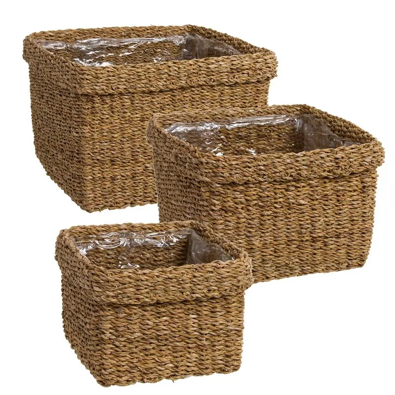 JUEGO DE 3 MACETEROS CUADRADOS ALGA