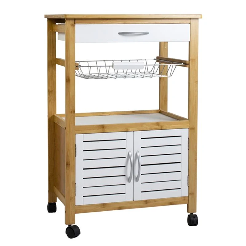 CARRO AUXILIAR COCINA BAMBU BLANCO