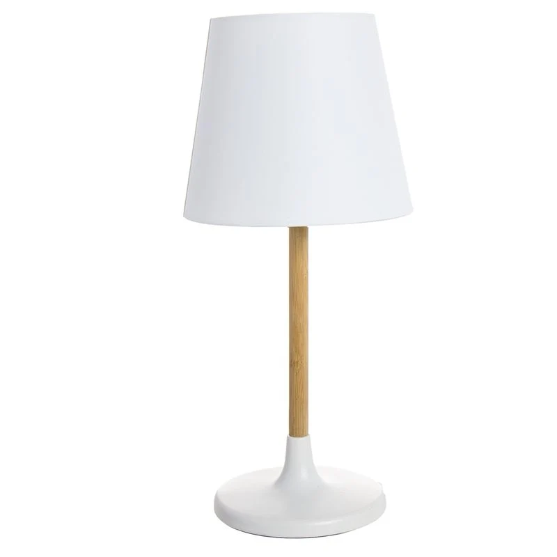 LAMPARA SOBREMESA MADERA BASE BLANCA