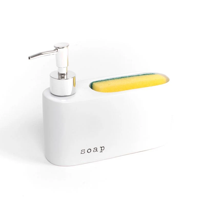 DISPENSADOR CON ESTROPAJO BLANCO
