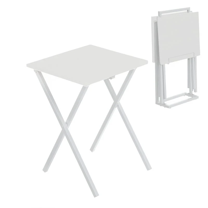 JUEGO DE 2 MESITAS CON SOPORTE BLANCAS